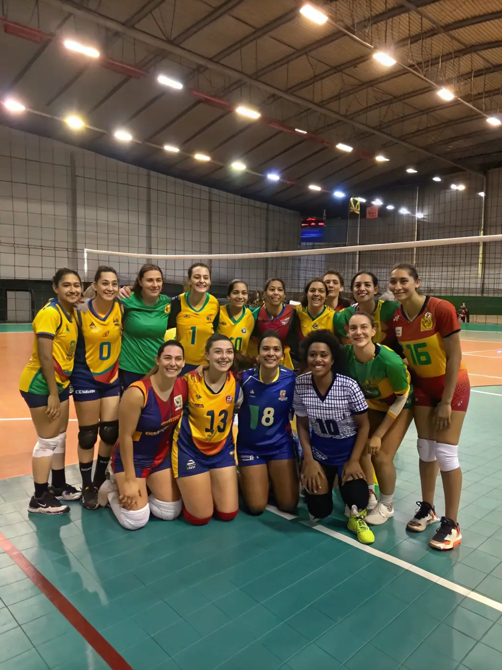 A group photo of volleyball players and coaches celebrating a victory, highlighting the club's competitive spirit and camaraderie.